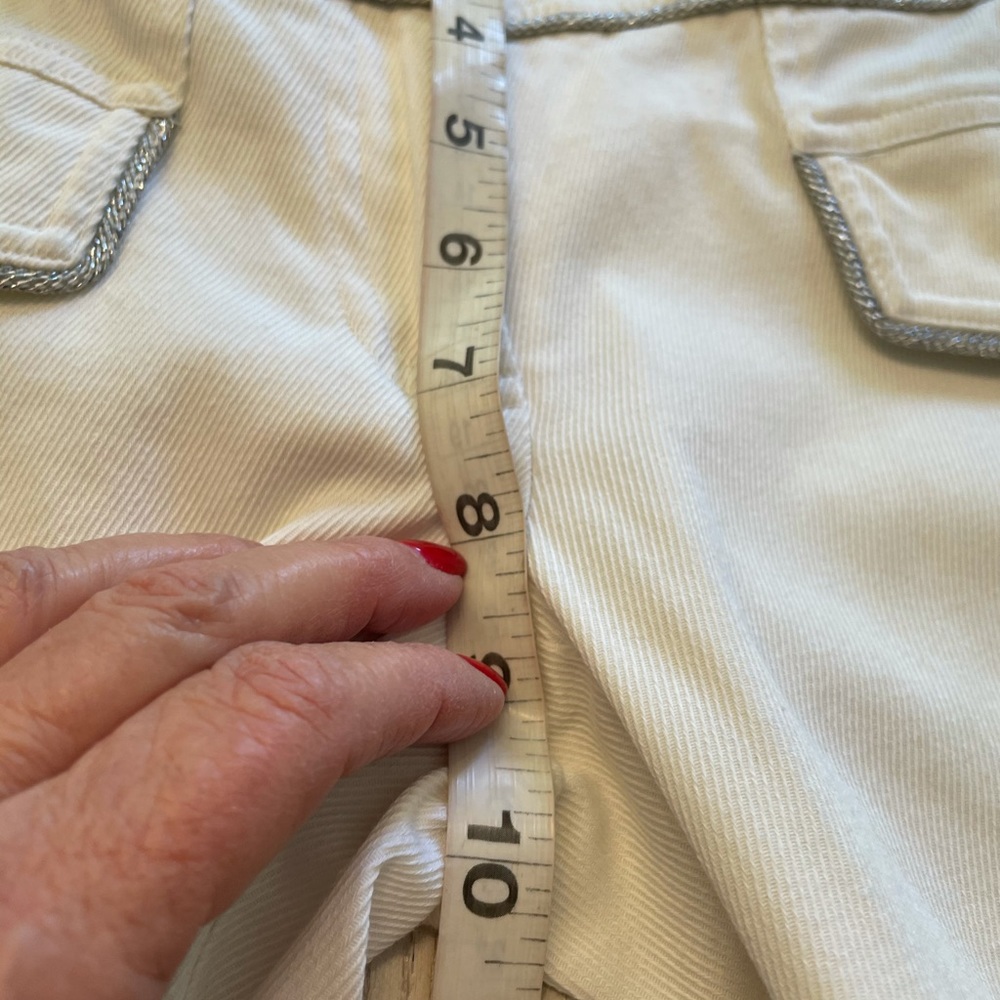 Cache, Silver Chain designed White Jeans Sz 0 - Picture 8 of 9